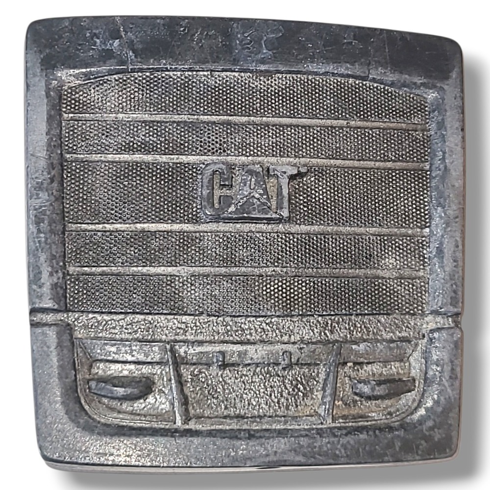 CAT Caterpillar Bulldozer Belt Buckle Vintage Heavy Equipment Pewter Tone